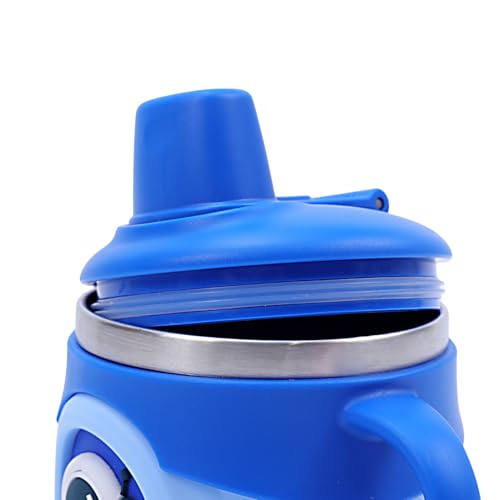 Image of Stainless Steel Insulated Hot & Cold Baby Sipper Bottle with Handle - 260 ml | Anti Spill Milk Feeding Sippy Cup for Toddlers & Kids | BPA Free Water Bottle (Blue)