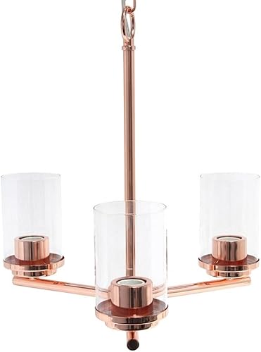 Miniatura 10 de Elegant Designs PT1018-RGD - Lámpara colgante de 15.0 in, estilo tradicional, vintage, moderno, industrial, de metal y cristal transparente, para