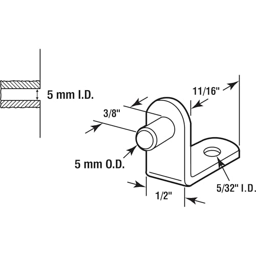 Image of Prime-Line U 10171 Shelf Support Peg, 5mm, Steel, Nickel Plated (8 Pack)