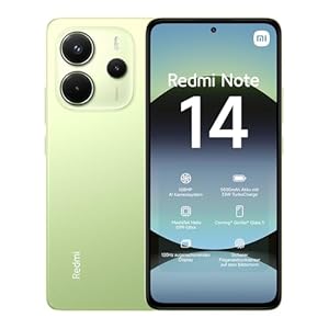 Xiaomi Redmi Note 14 Smartphone, 8 + 256GB, Green, 108MP AI-Kamerasystem, 5500mAh Akku, 120Hz Augenschutzdisplay, AI-Funktionen (kein Ladegerät enthalten)