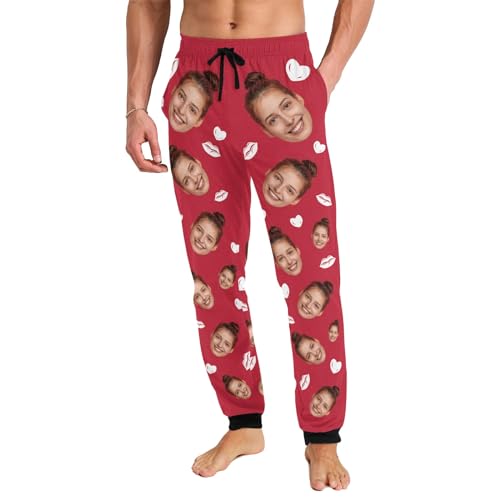 Photo Face Personalized Pajama Pants Men Casual Sleepwear Custom Pj Pants Bottoms Customized Gift for Husband Boyfriend Dad