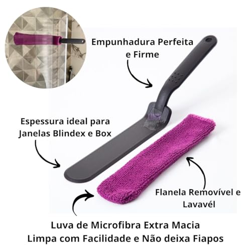 Kit Limpeza de Vãos Ákora Limpa Box e Blindex Limpador De Transpasse Vidro Limpo Por Inteiro