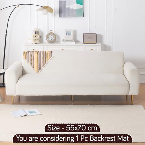 Image of HOKIPO Sofa Backrest Cover with Tassel | 300 GSM Thick Cotton Acrylic Jacquard Fabric Backrest Mat, Size 55x70 cm,'Trivana Series' Chocolate Brown (IN-932-J4)