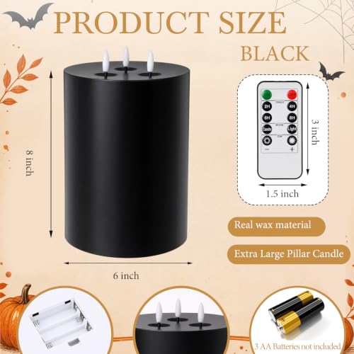 Image of Retisee 1 Pack Black Extra Large Flameless Candles 6 inch X 8 inch,Classic