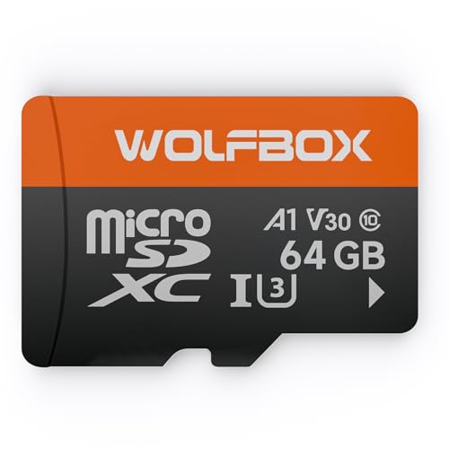WOLFBOX 64GB microSD Card, Up to 100MB/s, U3 A1 V30 High Speed Transfer, Supports 4K UHD Video Recording, Suitable for G840S / G930 Mirror Dash Cams