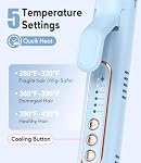 Farery Chill Set Soft-Air Curling Iron: Flux d'air doux pour un styling rapide & Courroies à long terme, Verrouiller dans le style avec refroidissement Air Évents, 2-in-1 Redresseur de cheveux & Curler avec baril long amélioré, bleu