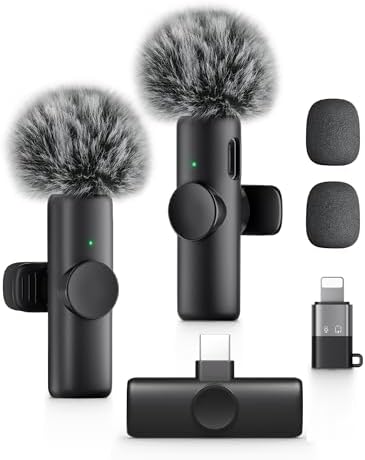 Wireless Lavalier Microphone for iPhone iPad and Android Phone, 2...