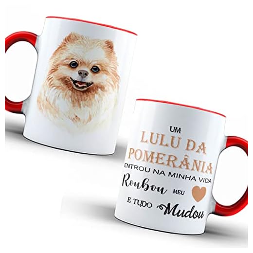 Caneca Pets Lulu da Pomerânia com Porta Canecas cor:Vermelho