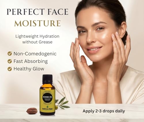 Image of Earth N Pure Jojoba Oil | 100% Pure & Natural | Cold-Pressed Carrier Oil | Face, Hair, Beard & DIY Skincare | Vegan & Cruelty-Free | 200ml