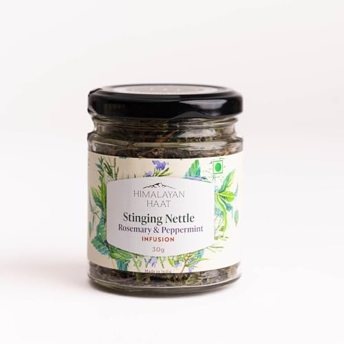 Image of Himalayan Haat Stinging Nettle, Rosemary & Peppermint Infusion - Caffeine-Free Herbal Tea Blend | Detoxifies, Improves Focus & Memory | Supports Kidney & Bone Health | 30g