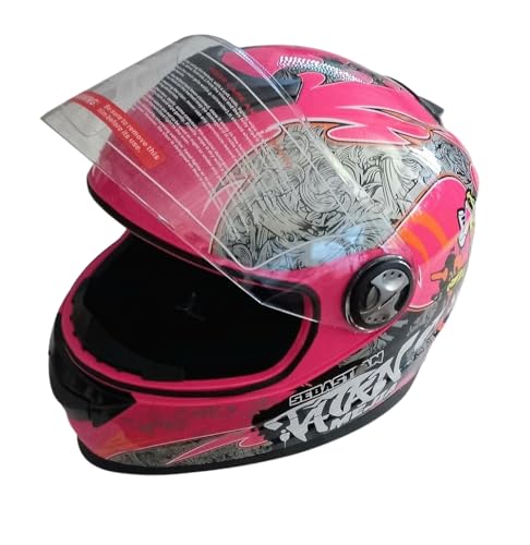 Mejia Kinder Integralhelm – Fullface Motorradhelm Mit ABS-Schale, Kratzfestem Visier & Belüftung – Pink, Gr. XXS Bis XL (49–61 Cm)