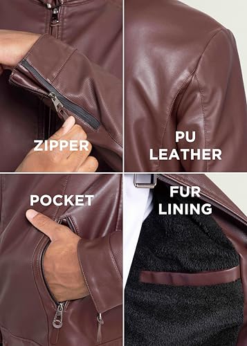 Image of X-Ray Men's Slim Fit Faux-Leather Moto Jacket with Removable Hood