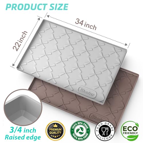 SIKADEER 34" x 22" Under Sink Mat Waterproof, Silicone Mat Kitchen Drawer Shelf and Cabinet Liner, Sink Protector for Kitchen Organizers and Storage, Boot Tray Pet Food Mats
