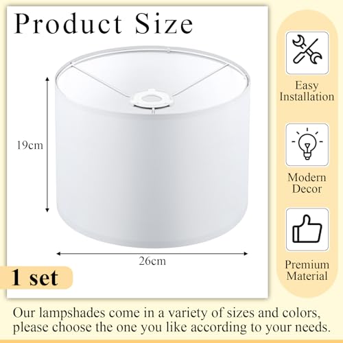 Weewooday 1 Set Fabric Lampshade for Ceiling Lights, Table Lamps and Floor Lamps, with E27 to E14 Adapter Ring, Modern Linen Lamp Shades for Living Room, Bedroom, Home Decoration(10 Inch,Beige) - Image 3