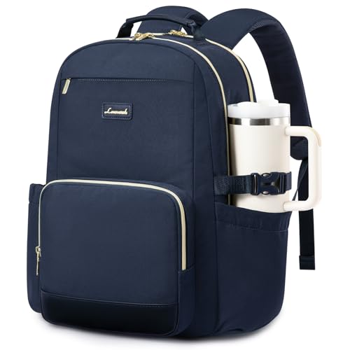 Image of LOVEVOOK Laptop Backpack for Women with Pouch Pocket for Large Capacity Cup,17 Inch Laptop Computer Bag Travel Backpack Purse,Waterproof Work Business Backpack College Teacher Bags,Dark Blue
