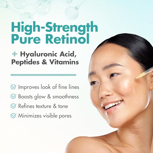 Image of Ebanel Retinol Serum for Face with Vitamin C, Peptides & Hyaluronic Acid, Anti Aging Face Serum for Fine Lines, Uneven Skin Tone, Dark Spots & Texture, Pore Minimizer with Resveratrol & Niacinamide