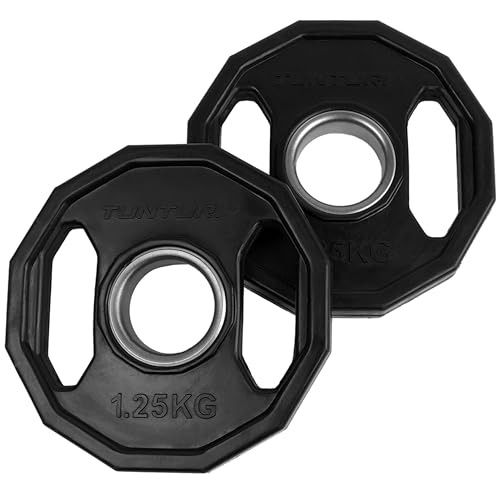 Tunturi Gewichtscheiben 50 mm, 2 x 1,25 kg, Hantelgewichte aus Gummi mit...