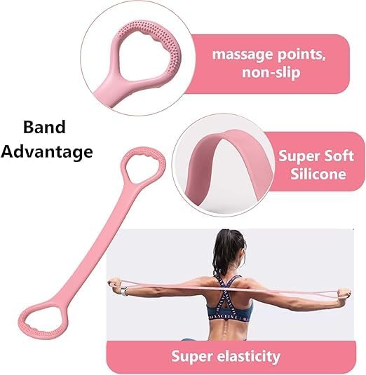 Image of PRM Figure 8 Fitness Band - Heavy-Duty Elastic Resistance Bands with Non-Slip Grip, Adjustable Lengths for Upper Body, Core, Back, Arm & Shoulder Workouts - Yoga, Pilates [ Multicolor Pack of 1 ]