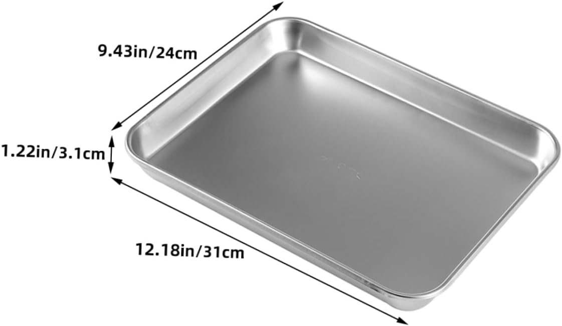 2pcs Medical Grade Stainless Steel Tray Flat Bottom Trays for Storage of Medical Instruments Wear-Resistant for Clinics Laboratories Autoclavable Design