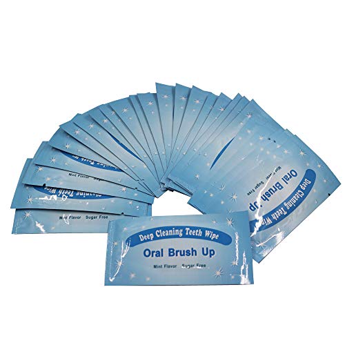 50pcs Finger Teeth Wipes Oral Brush Ups Disposable Dental Deeping Cleaning Fresh Breath Mint Flavour