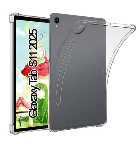 TPU Funda para Samsung Galaxy Tab S11 2025, con Cuatro Esquinas Reforzadas, Anti Choques, Ultra Delgado, Ultra Cristal Claro Flexible Silicona Carcasa