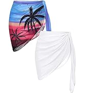 AVAYUU 2 Stück Damen Strand Wrap Sarong Vertuschung Chiffon Badeanzug Kurz Bikini Cover up Wickel...
