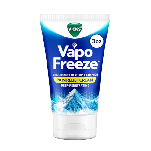 Vicks VapoFreeze Topical Pain Cream 3.0oz, Maximum Strength Menthol+ for Muscle Pain Relief, Joint Pain Relief, Knee Pain Relief, Back Pain Relief, Cream for Pain Relief, Topical Pain Relief