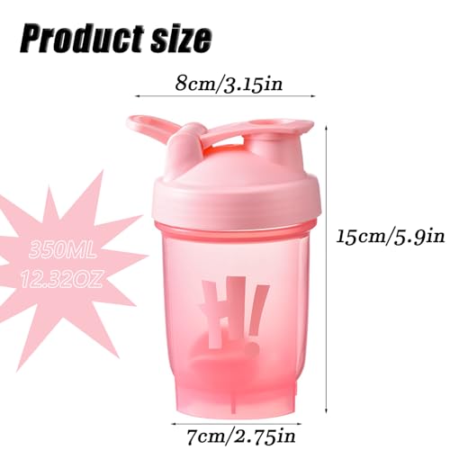 Miniatura 2 de Botella Mezcladora De Proteínas De 350 Ml Con Bola Mezcladora, Sin Bpa, Reemplazo De Comidas, Vasos Mezcladores A Prueba De Fugas, Tapa Abatible Apta Para Lavavajillas, Botellas De Gimnasio Para