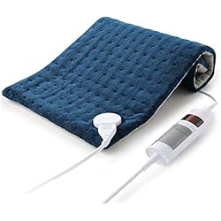 Almohada Termica Almohadilla Térmica Eléctrica con Apagado Automático Manta Eléctrica de 30 x 60 cm de Tamaño para Cuello y Piernas, Almohadilla Eléctrica con Función de Calentamiento Rápido y 6 Niveles Azul