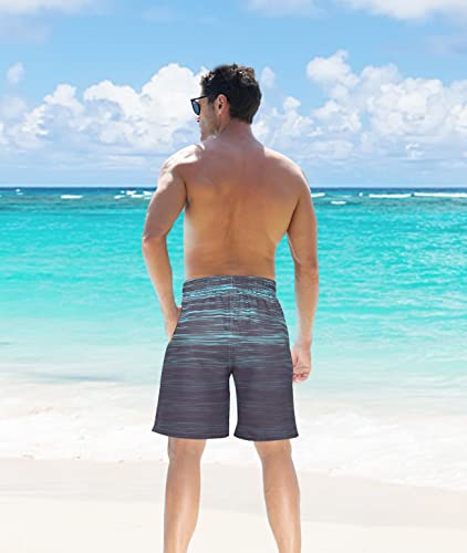 Unicomidea Men's Swim Trunks With Compression Liner 9 Inch Bathing Suits For Man Gradient Grey Blue Hawaiian Board Shorts Men Quick Dry Stretch Shorts Holiday Party Swimming Suits M #TOP2