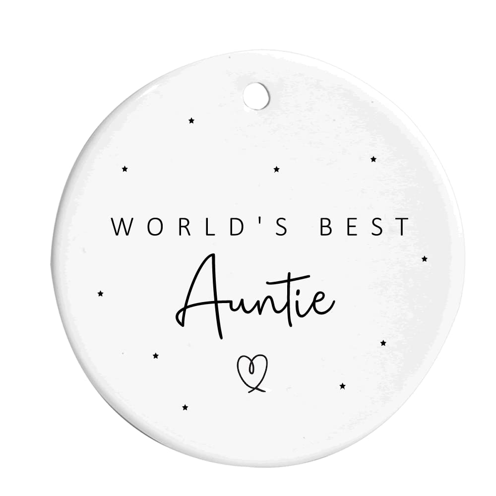 World's Best Auntie Round Hanging Ceramic Ornament Decoration Sign