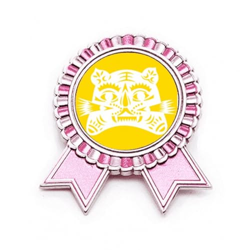 Broche tigre zodiaque chine rose métal taille M pour accessoire de mode femme