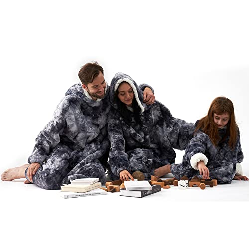 Eheyciga Wearable Blanket Hoodie, Shaggy Faux Fur With Big Handy Pockets And Sleeves For Adult As A Gift, Ultra Soft Plush Fuzzy Wearble Blanket For Adult (Light Grey,Extended Oversize) #TOP7