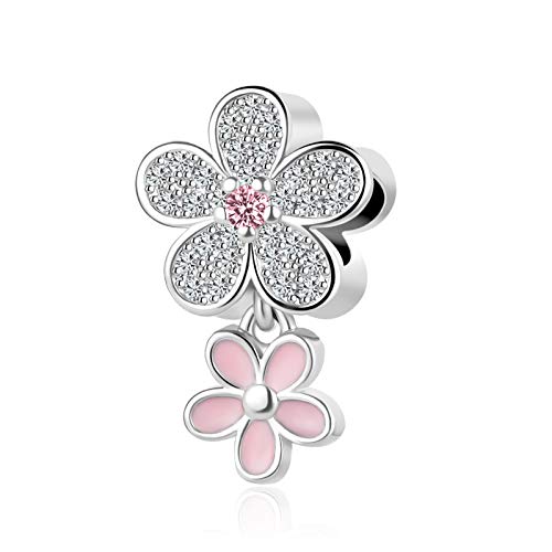 Pink Sparkling Flower Ladybug Butterfly Charms fits Pandora Charms Bracelets for Women Birthday Dangle Jewelry Gifts