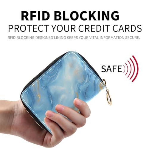 Blue Marble Women's Card Holder Wallet Durable PU Leather with RFID Blocking Full-Zip Security 11 Slots in Mini Size, Ideal for Purse Travel or Daily Organization2