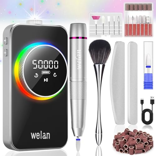 Image of Electric Nail Drill Professional 50000RPM, 2025 Pro Fast Removal Electric Nail File for Acrylic Gel Nails, 6000mAh Rechargeable Nail Drill Machine, Efile Kit with 12pcs Bits for Manicure Salon Home