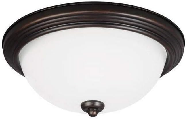 Generation Lighting 77265-710 Traditional Three Light Flush Mount from Seagull - Geary Collection in Bronze/Dark Finish, 180 Total Watts, 6.5 Inch Height, 15.25 Inch Diameter