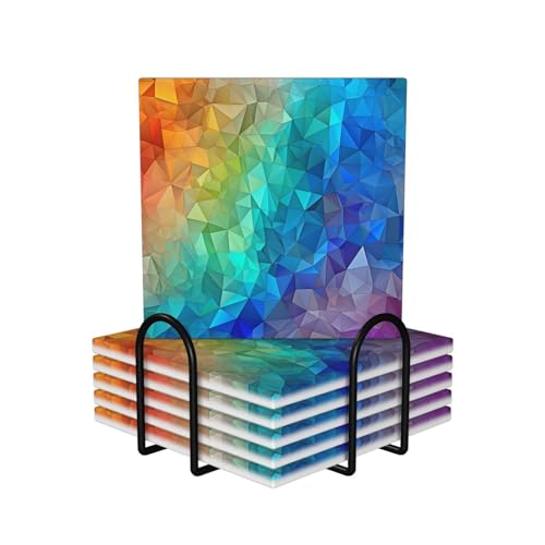Dessous de verre carrés en céramique lot de 6 avec support triangle - 2