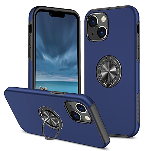 SORAKA Case for iPhone 13 Mini with Invisible Ring Holder and Metal Plate for Magnetic Car Mount Rigid PC Cover iPhone 13 Mini Case Military Grade Rugged Case Blue
