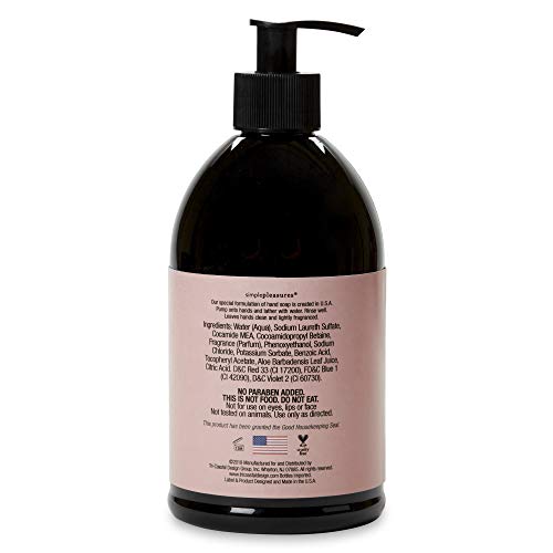 Simple Pleasures Luxury Lemon Verbena Scented Aromatic Hand Cleanser - Classic Floral Design Hand Soap Dispenser Pump for Bathroom Or Kitchen Countertop - Backed by The Good Housekeeping Seal