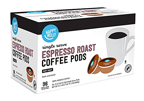 Amazon Brand - Happy Belly Espresso Roast Compostable Coffee Pods (Dark Roast), Compatible with K-Cup Brewer, 96 Count - image 6