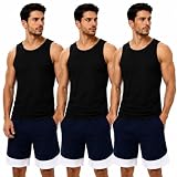 Galaxy by Harvic Tank Tops Men 3-Pack Heavyweight Ribbed Cotton Sleeveless Undershirt Breathable Comfort Mens Tank Top
