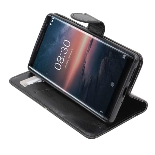 ebestStar - kompatibel mit Nokia 8 Sirocco Hülle Kunstleder Wallet Case Handyhülle [PU Leder], Kartenfächern, Standfunktion, Schwarz [Phone: 140.9 x 73 x 7.5mm, 5.5'']