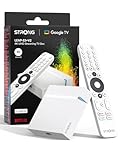 STRONG Leap-S3+V2 Streaming Box Google TV 4K UHD avec Port Ethernet, 2GB RAM + 16GB Stockage, WiFi 5, Assistant Google Vocal, HDR10+, Dolby Atmos & Dolby Vision, Blanche