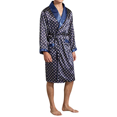 YOUTHUP Robes de Chambre pour Homme Lisse Vêtement de Nuit Pyjama Robe Peignoir de Bain avec Ceinture et Poches Cover