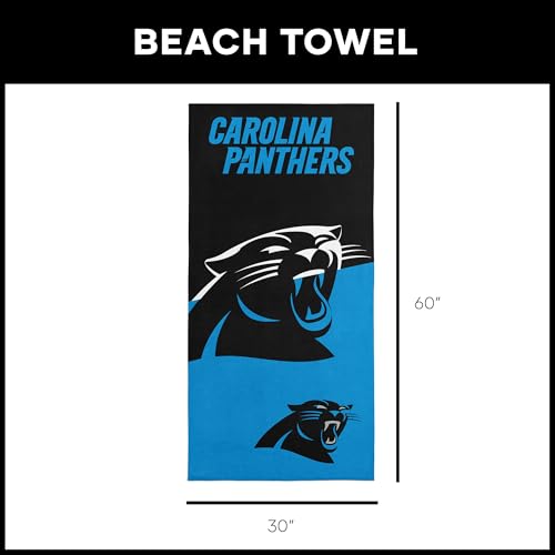 Image of Northwest NFL Carolina Panthers Microfiber Beach Towel, 30 x 60 Inches - Quick Dry, Sand Resistant, Lightweight, Highly Absorbent, Incisor Design