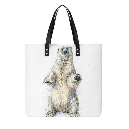 Tote bag pour voyage ours : grand sac à main shopper 39x39cm spacieux
