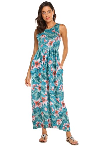 Image of Hount Women's Summer Sleeveless Striped Flowy Casual Long Maxi Dress with Pockets