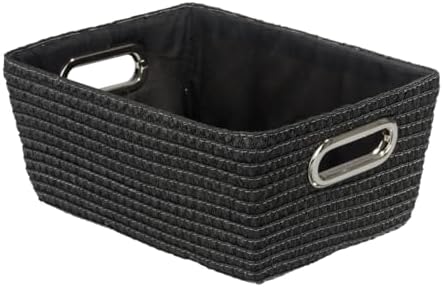 WENKO Kosz do przechowywania chrom czarny - Pojemność kosza łazienkowego: 4,68 l, polipropylen, 28 x 12 x 19,5 cm, czarny