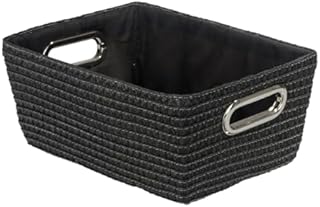 WENKO Kosz do przechowywania chrom czarny - Pojemność kosza łazienkowego: 4,68 l, polipropylen, 28 x 12 x 19,5 cm, czarny